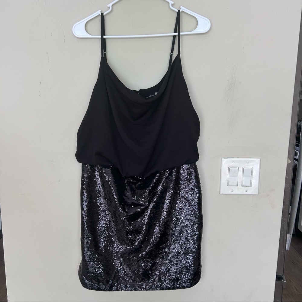 The Addison Story Black Sequin Mini Dress. Size Medium